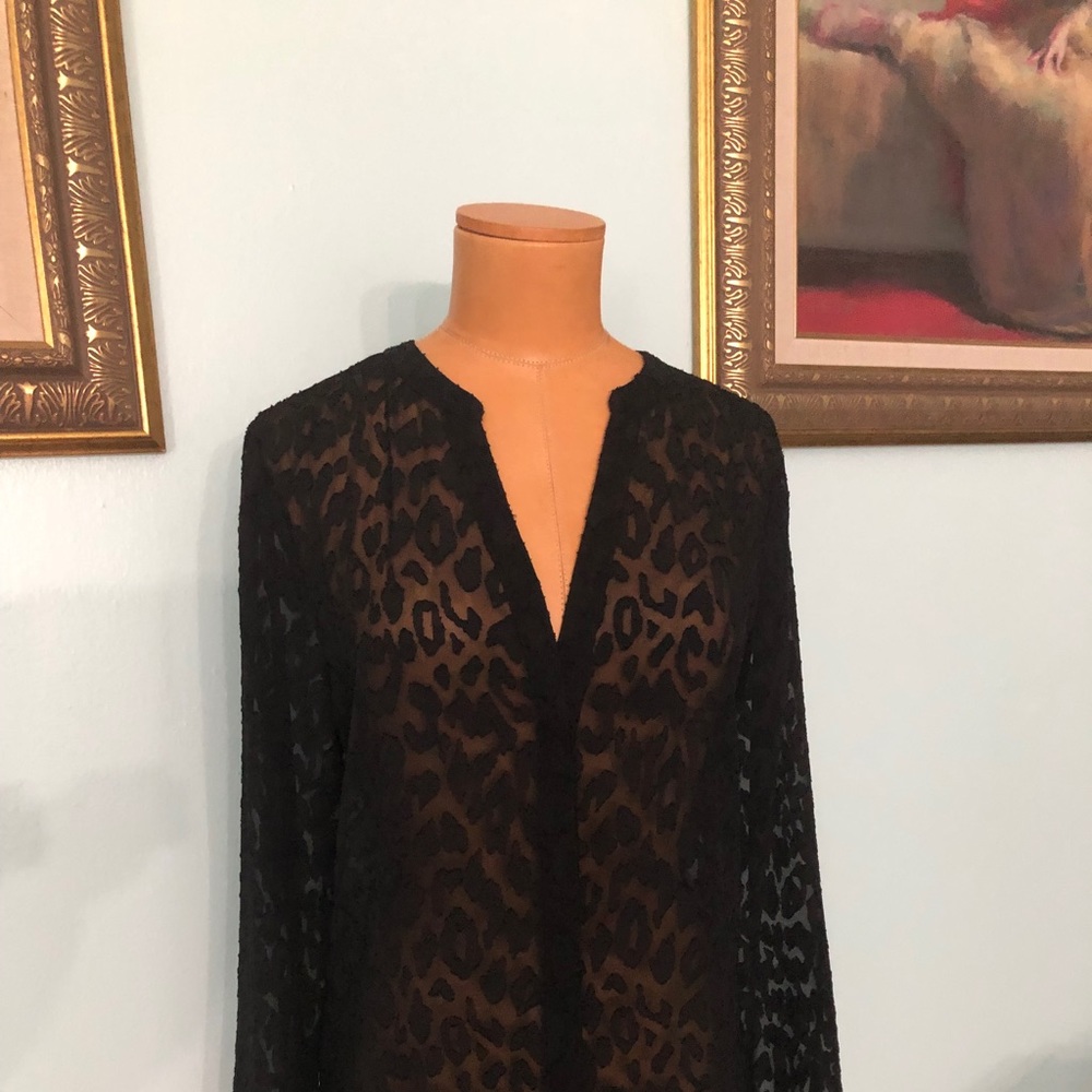 Ann Taylor Split neck sheer blouse